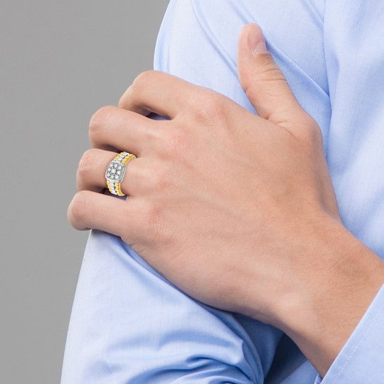 Thumbnail: 14k Two-tone Diamond Mens Ring