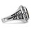 Thumbnail: 14k White Gold Men's Polished, Antiqued and Textured with Oval Onyx Masonic Ring