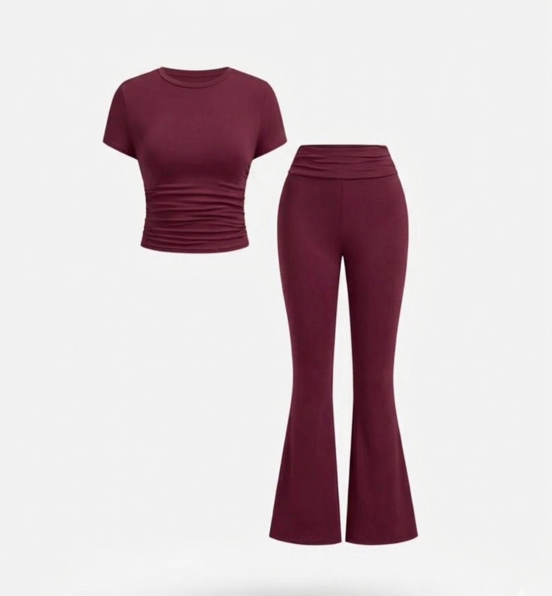 FITNESS | CONJUNTO YOGA—CROPPED+CALÇA FLARE