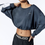 Thumbnail: Crop Drapped Pullover Navy Blue