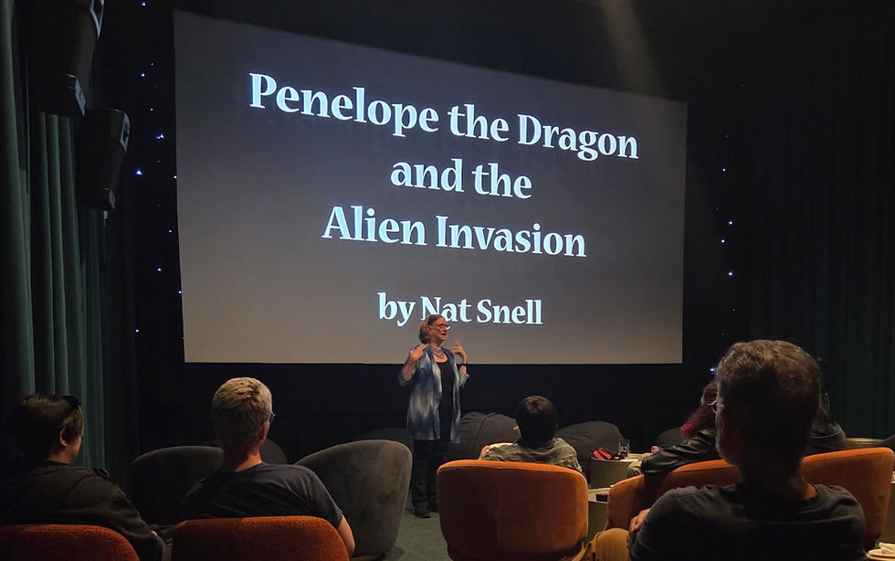 Janet Lawson, Founder of Autistry speaking in front of the audience before the screening.