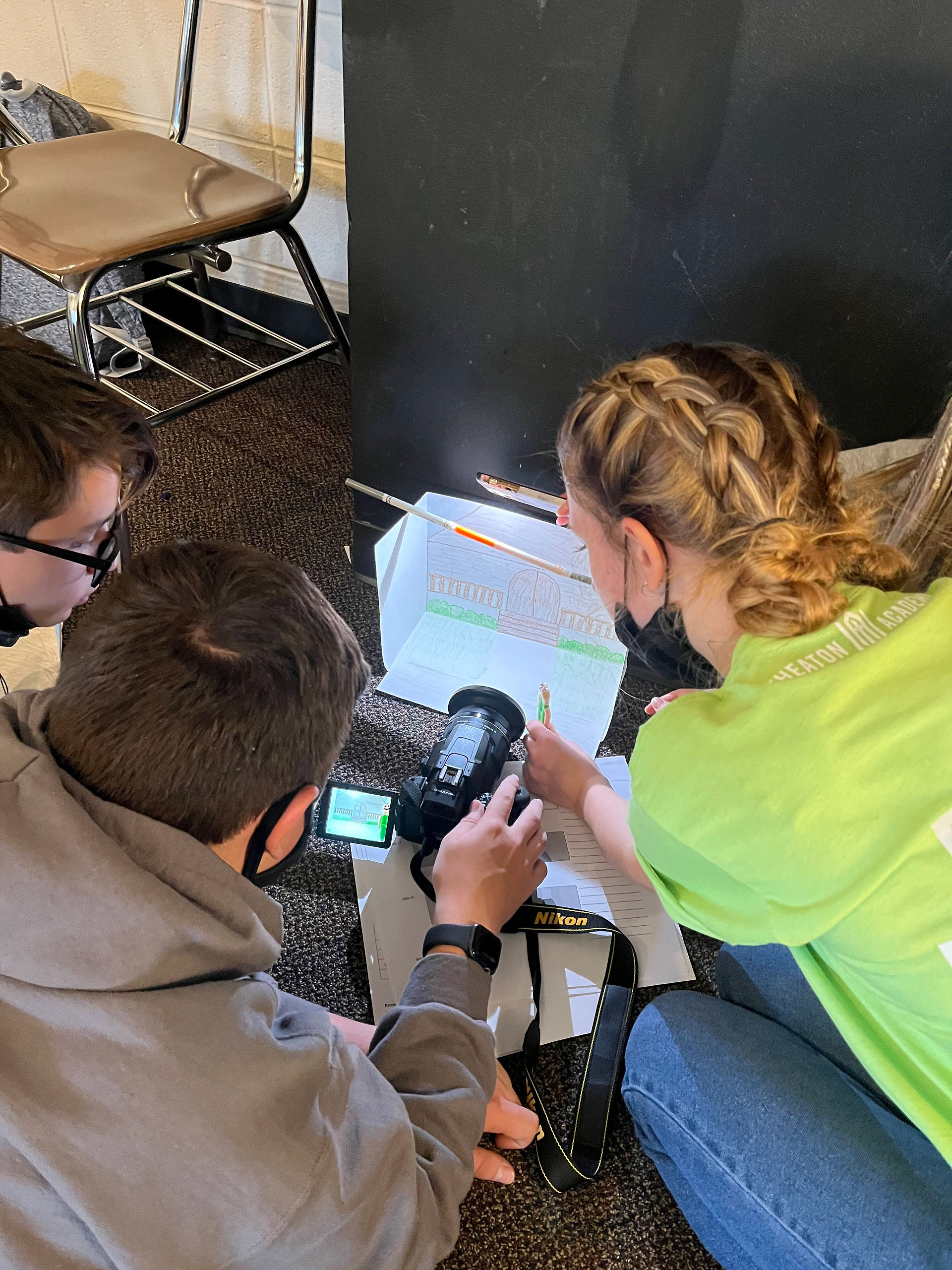 Students working on a stop-motion project