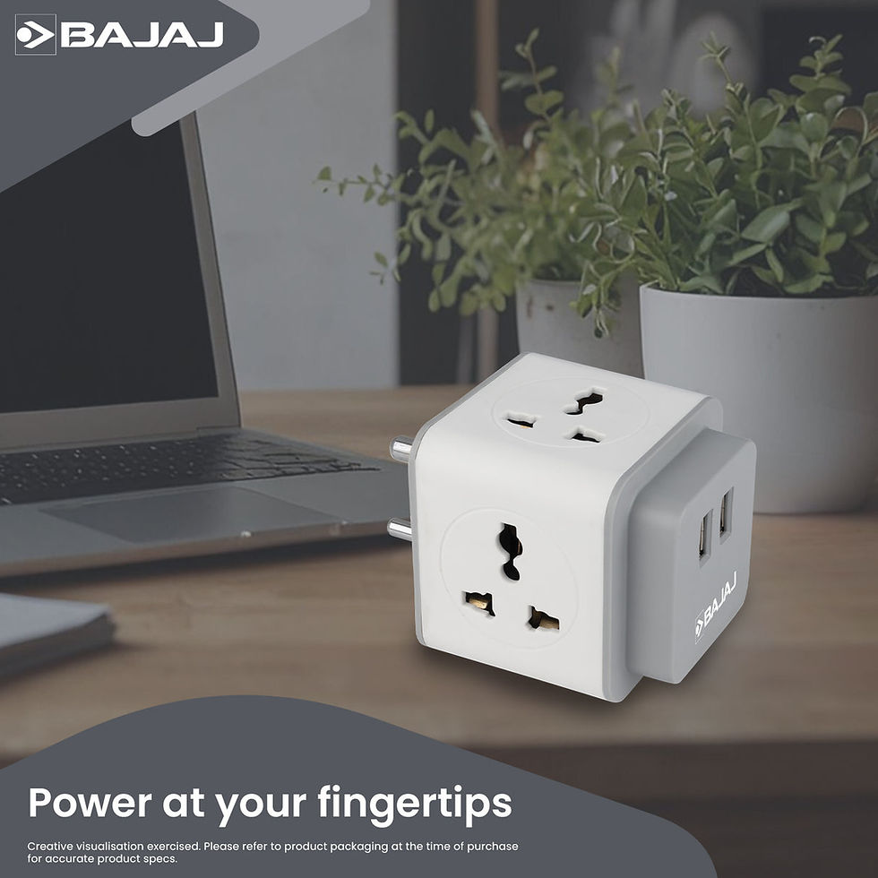 Thumbnail: Bajaj Herculo Cube 4 Way With 2 Usb Port  Multipulg
