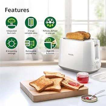 Thumbnail: Philips HD2582/00 Two slice Pop-up toaster with bun warmer | 830W