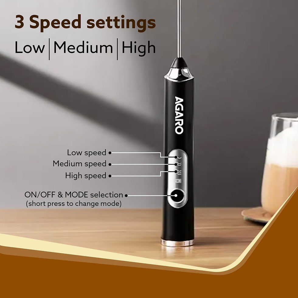 Thumbnail: AGARO Royal Milk Frother, 3-Speed Electric Frother for Coffee with Whisk and Fro