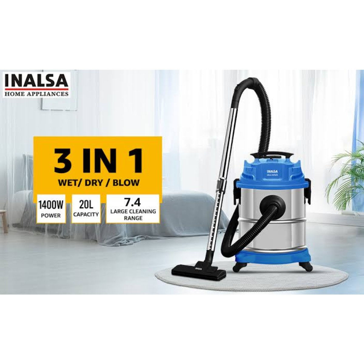 Inalsa Vacuum Cleaner Ultra WD20 Wet & Dry 1400W