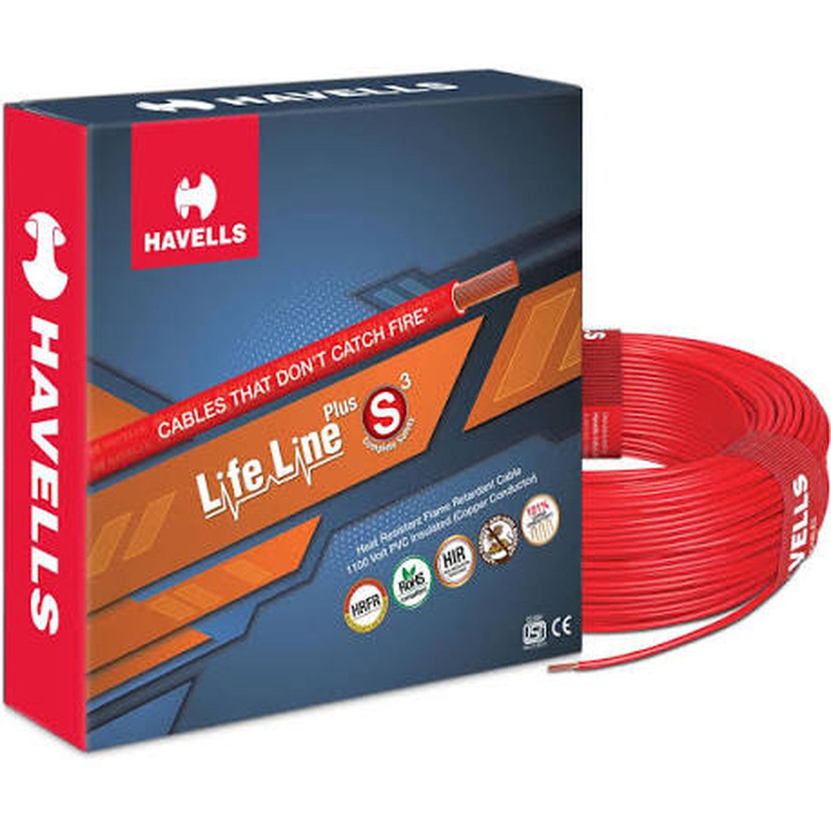 Havells Life Line Plus S3 FR Copper Wire 1.0 sq mm, 90 m Coil