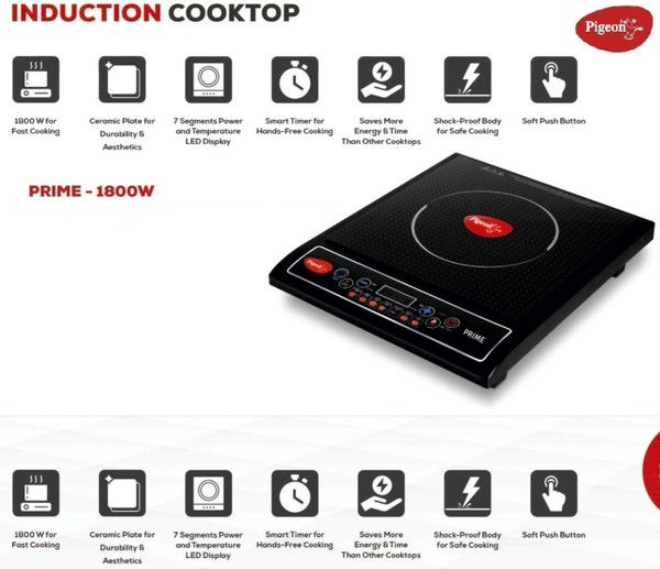 Thumbnail: Pigeon Prime Induction Cooktop (Black, Push Button)