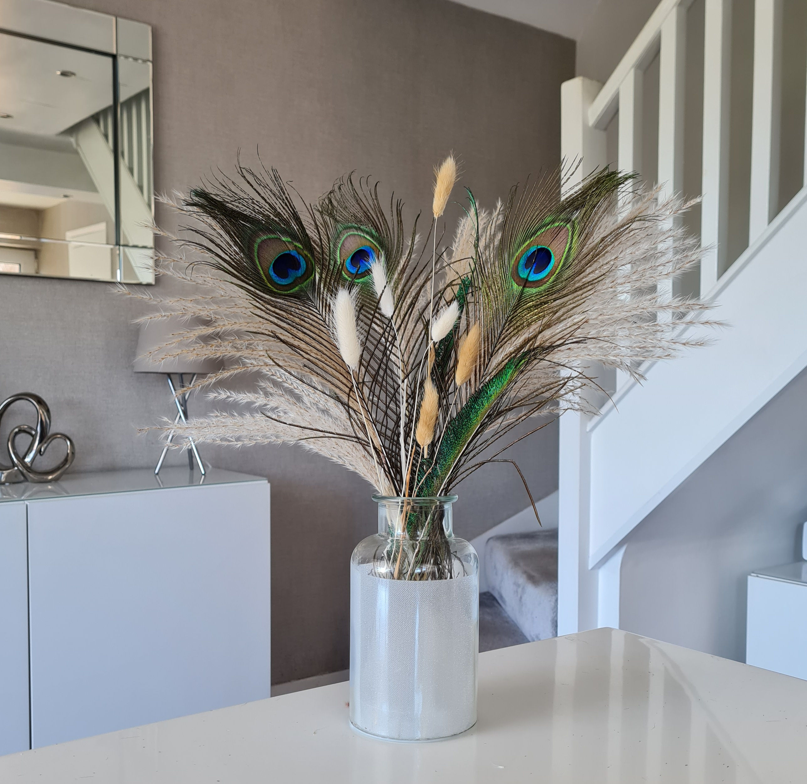 Peacock, Pampas and Bunnytail Bouquet (Tall)