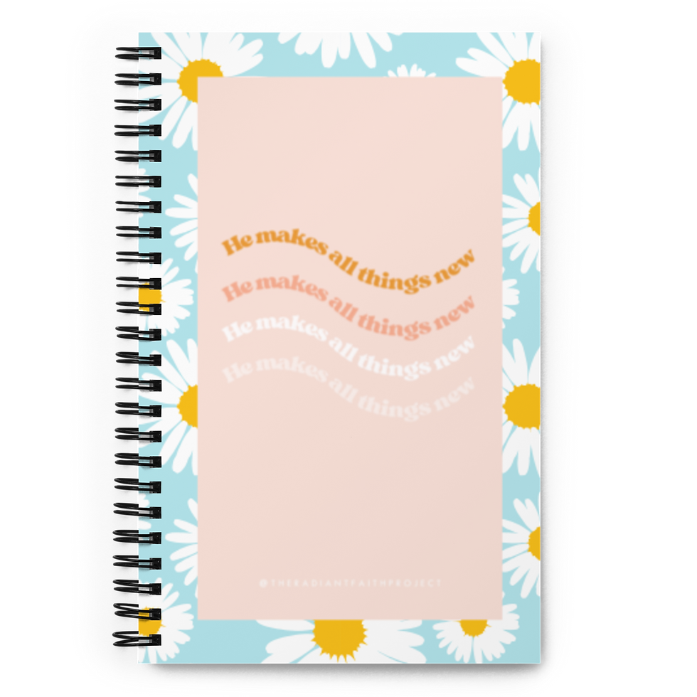 He Makes All Things New; Spiral daisy pattern notebook with Dotted Pages
