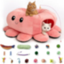 Cat Tunnel Bed with 20 Cat Toys, Collapsible Play Tunnel