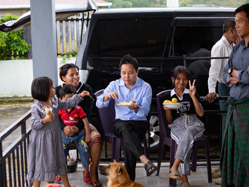 Friends and family sharing a meal after church