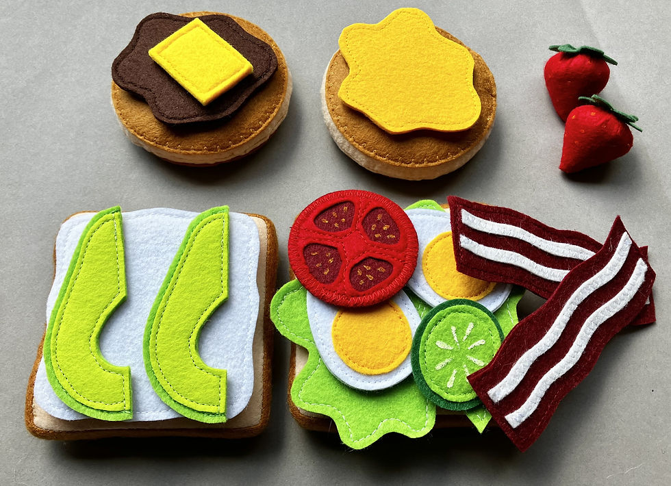 Miniaturbild: Großes Frühstücksset, handgemachtes Filz-Essspielzeug