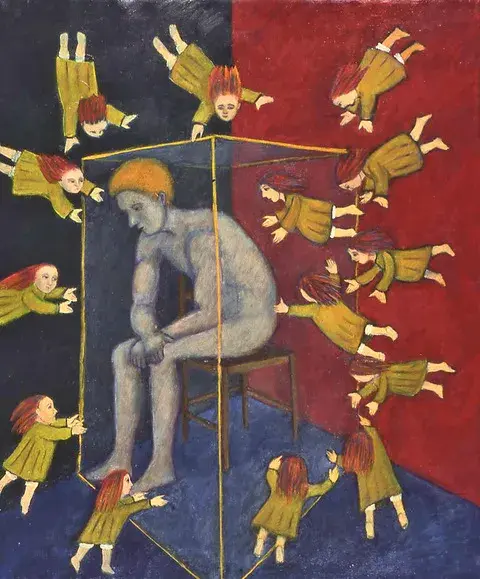 Fireflies. Oil on Masonite. Photo by Bert Menco.