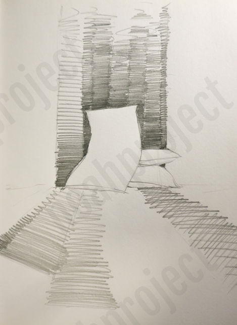 Coffee bean sacks stacked together with dark to light gradients sketched in to foreground and background.