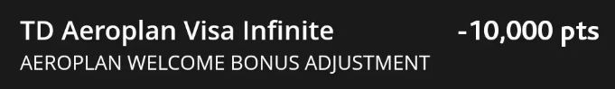 TD Aeroplan Bonus Adjustment