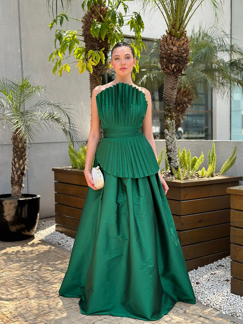 Miniatura: VESTIDO LONGO DE FESTA EM ALFAIATARIA COM DRAPEADO