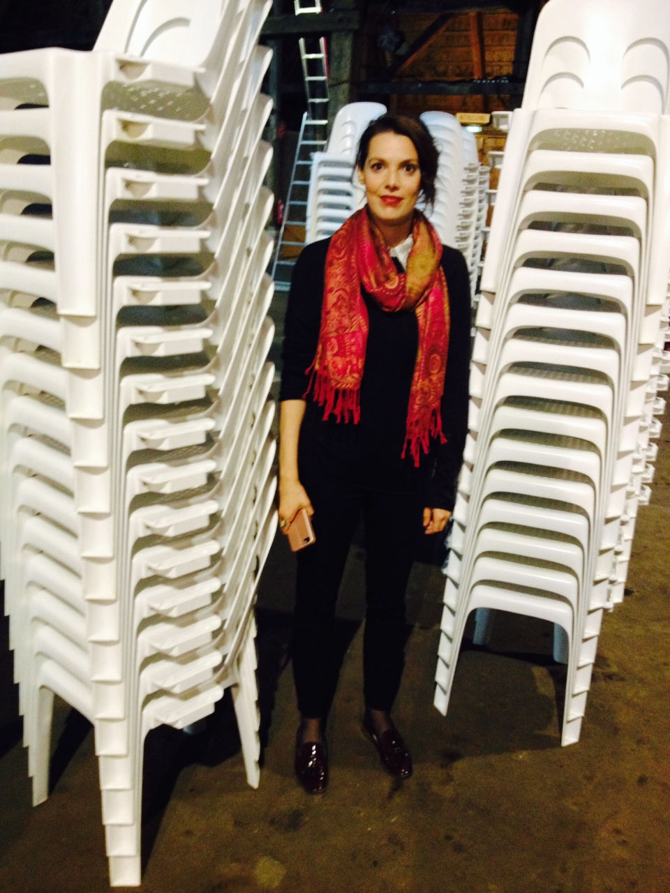 in between chairs : )