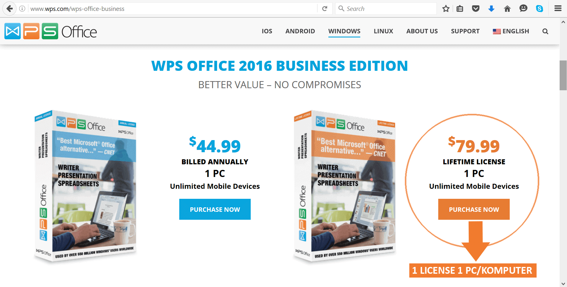 wps office 2016 business edition 1 license 1 computer