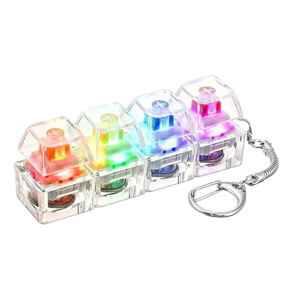 Thumbnail: 1PC Light Up Keyboard Keychain Stress Relief Clickable LED Button Toy for People