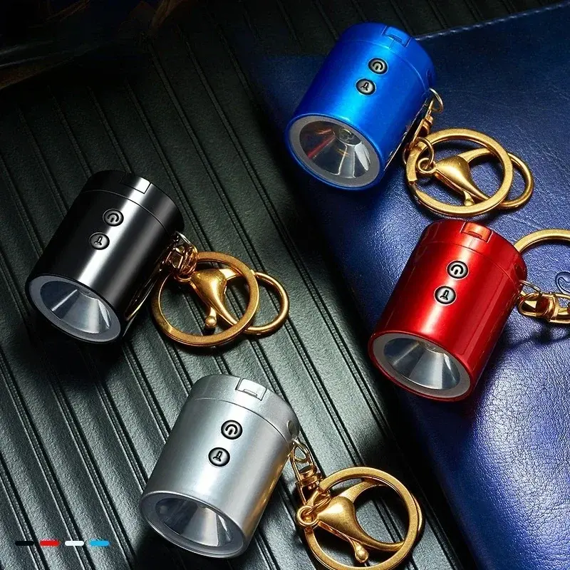 Thumbnail: Creative Mini Multifunctional Keychain Charging Lighter LED Lighting Torch Tungs