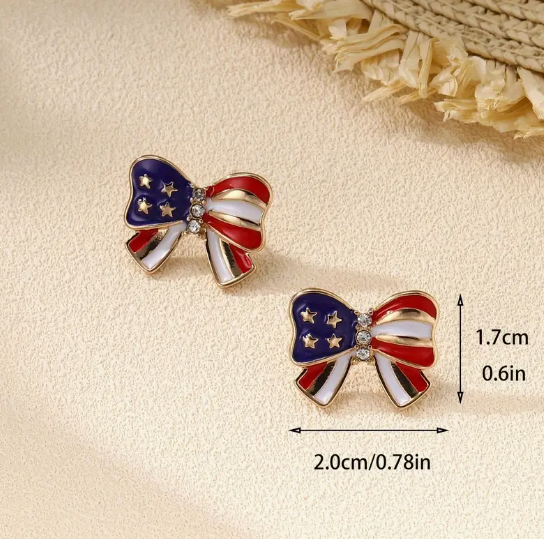 Thumbnail: Patriotic Bow Stud Earrings