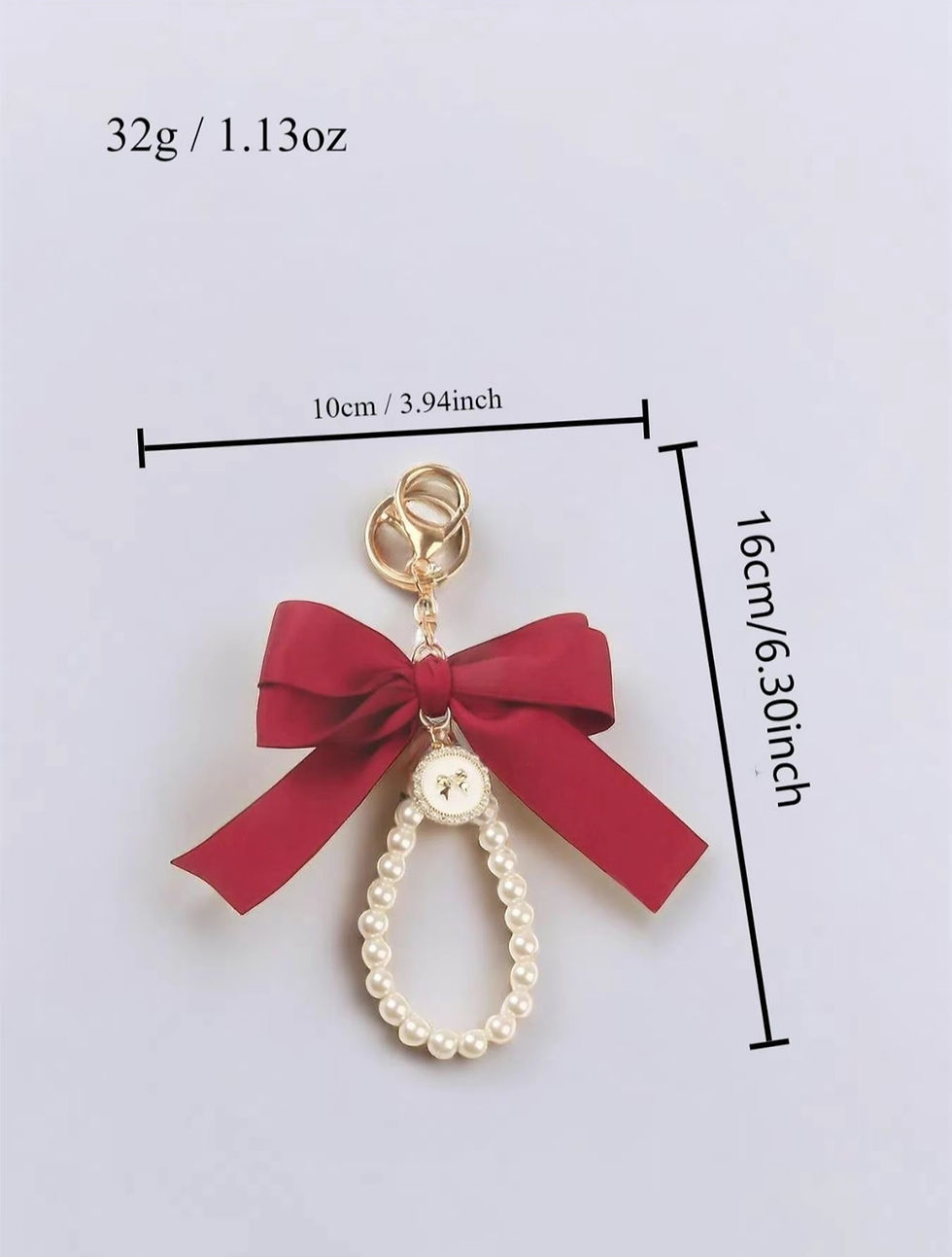 Thumbnail: Handmade Bow Keychain with Pearl Wristlet & Pearl Bow Charm