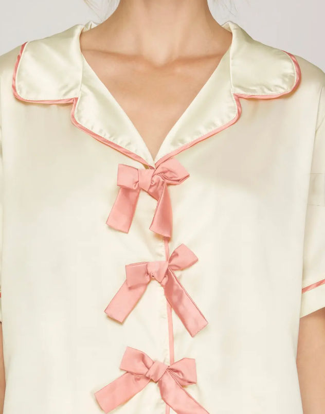 Thumbnail: “Pretty in Pink Bows” Satin Pajama Set
