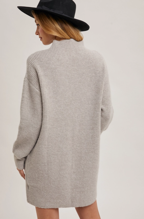 Thumbnail: Grey Ribbed Sweater Dress