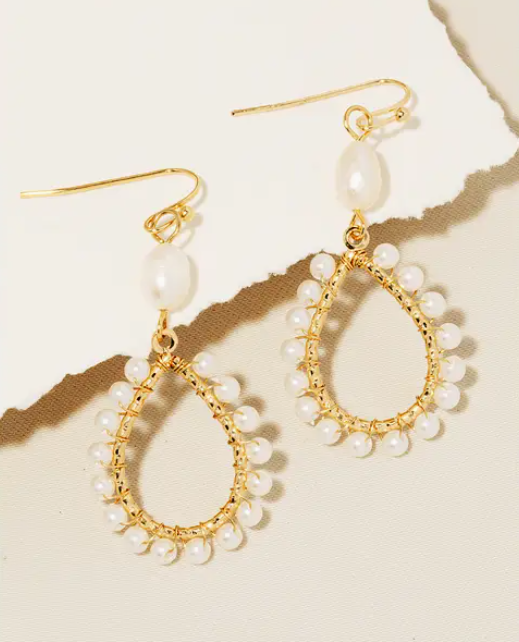 💧 Gold Teardrop Pearl Dangle Earrings – Elegant Radiance Edition ✨