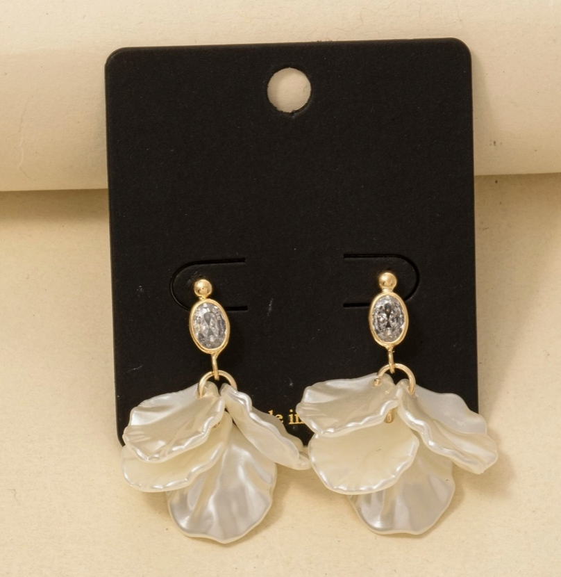 Pearl Petal Drop Earrings