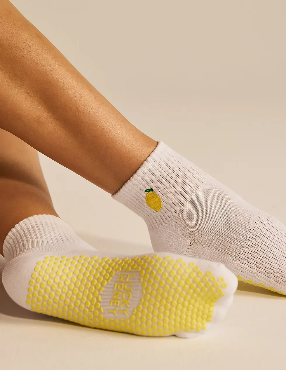 The Harlow Grip Sock - Lemon