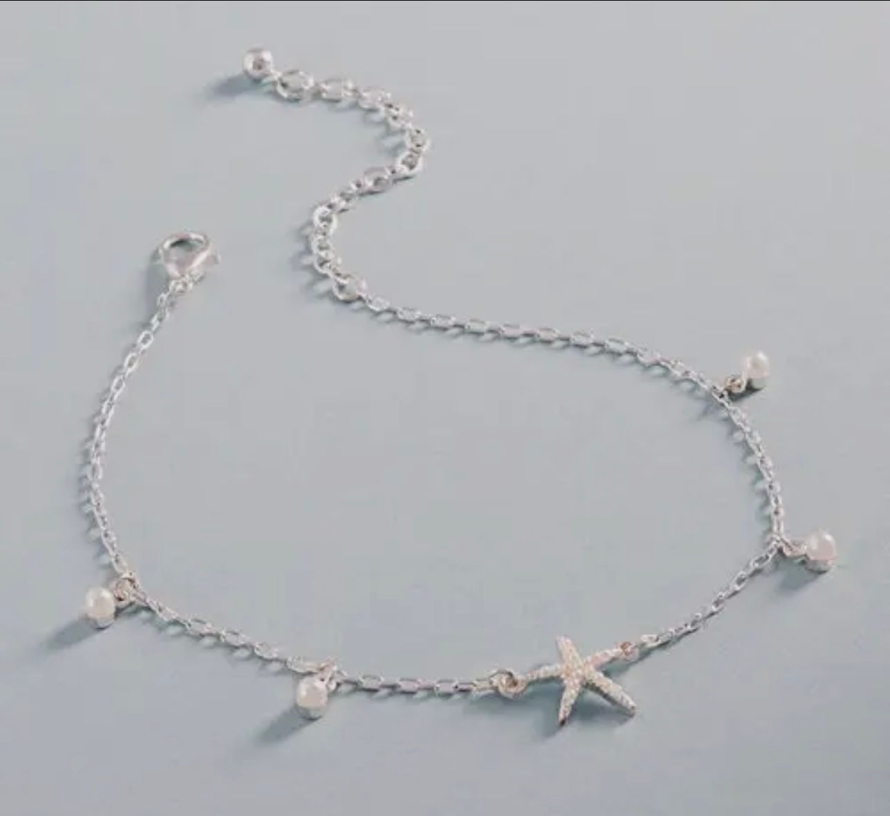Silver Starfish and Pearl Necklace