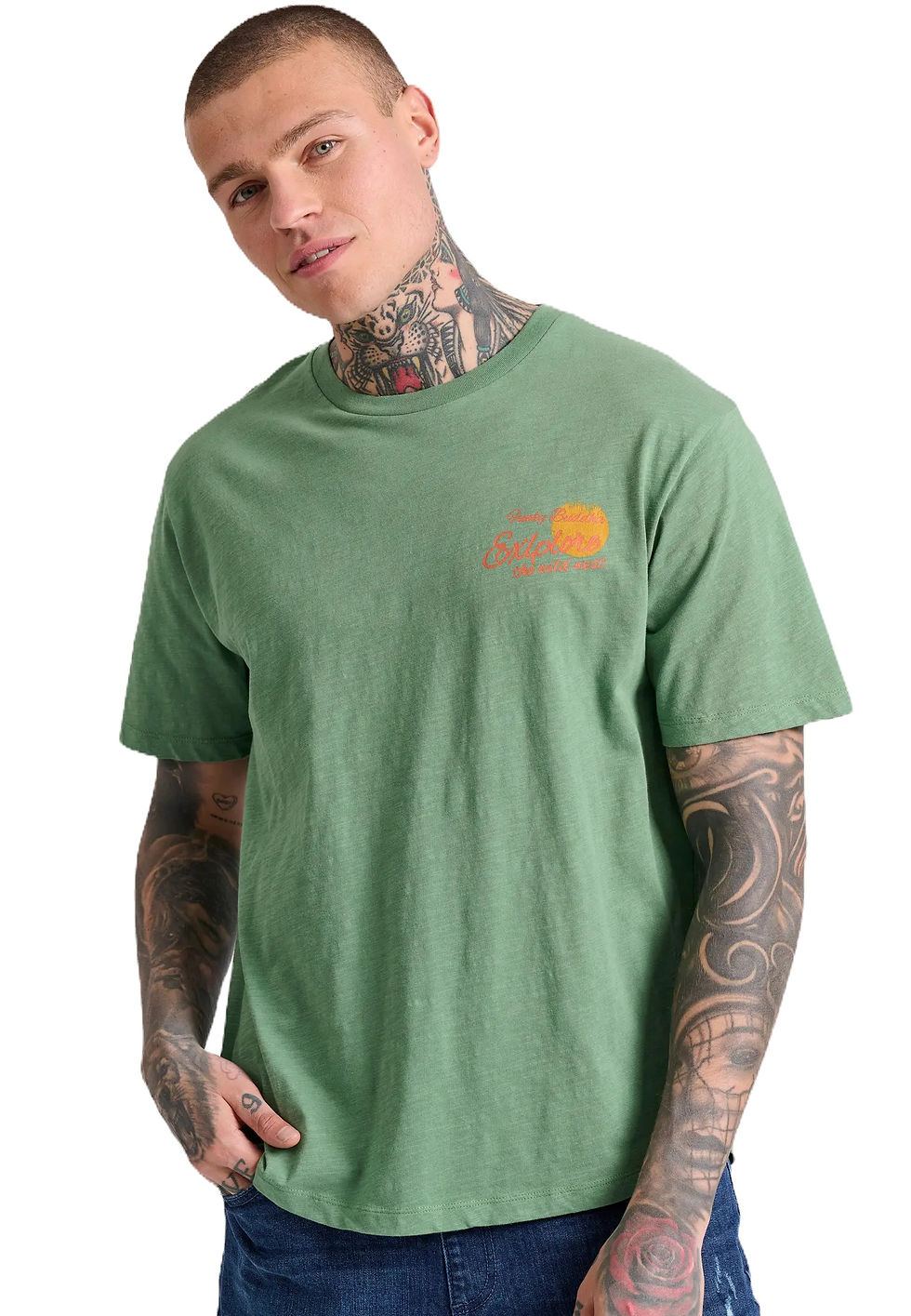 Funky Buddha Men's T-shirt-FBM009-039-04-Dark Ivy