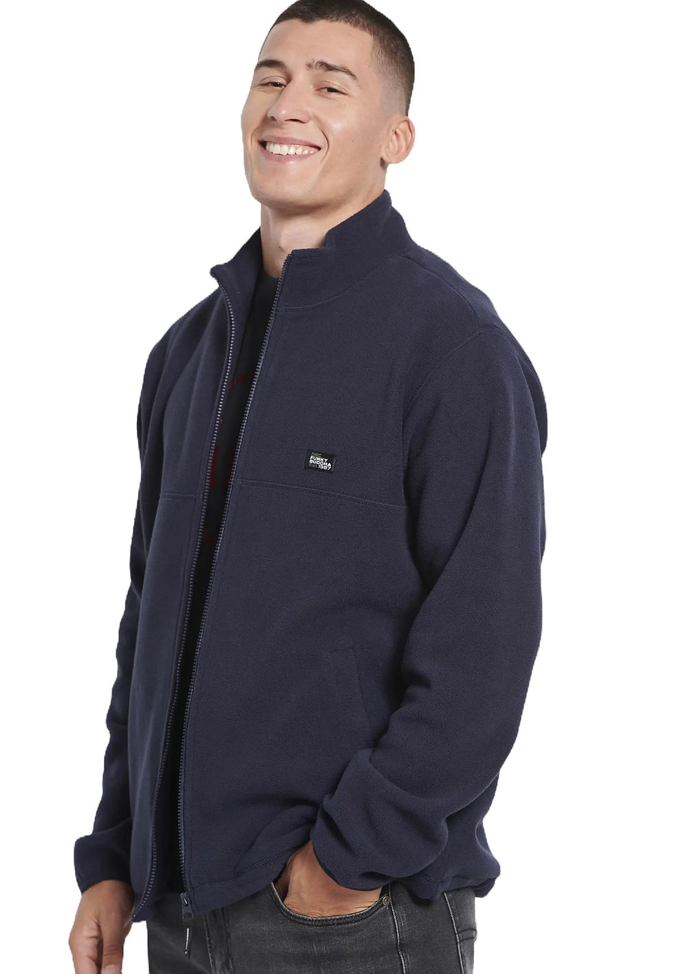 Funky Buddha Men's Zip Hoodie-Navy Blue