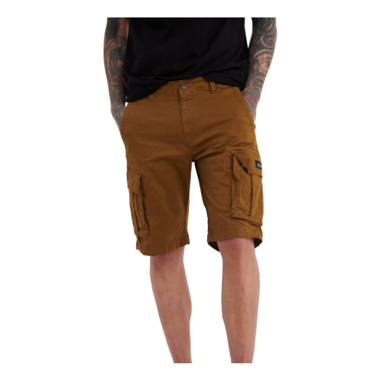 Funky Buddha Essential Stretch Cotton Cargo Shorts Olive Brown