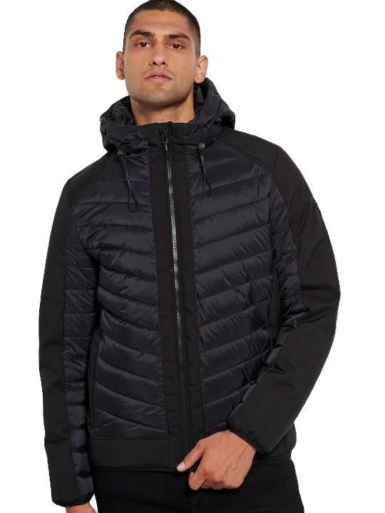 Funky Buddha Men's Casual Puffer Jacket FBM008-006-01 Black