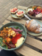 Couscous salad with Hummus & Chicken, Almond Croissant, Fruit Scone, Egg Salad with Tuna & Sundries Tomatoes