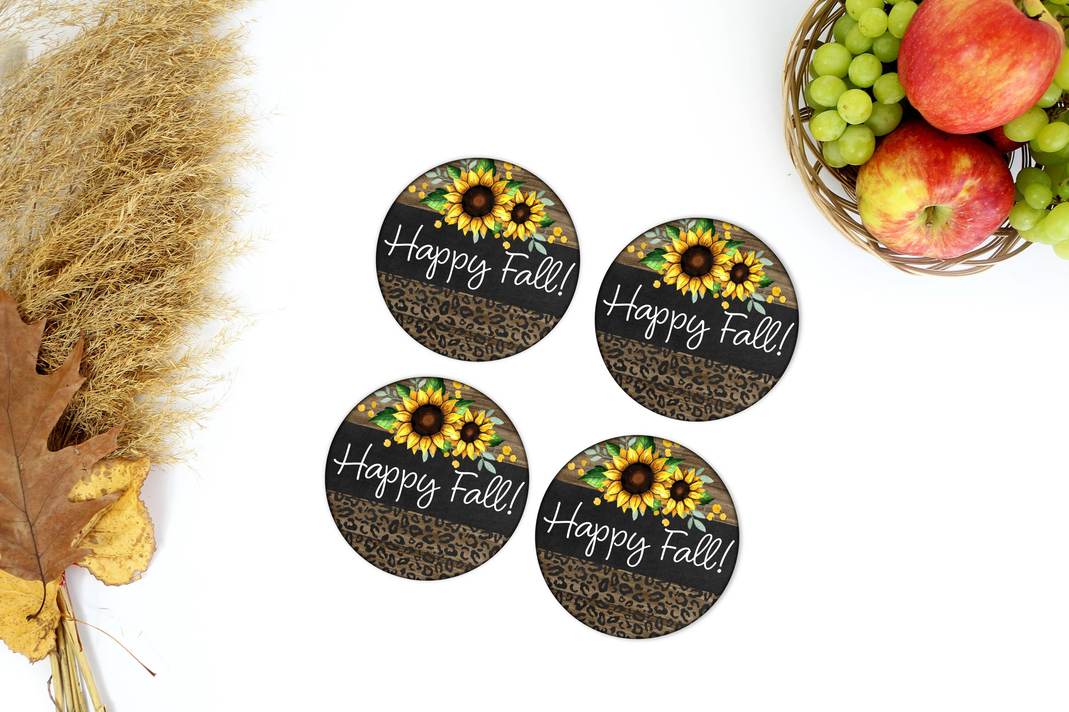 Happy Fall Cheetah Coasters