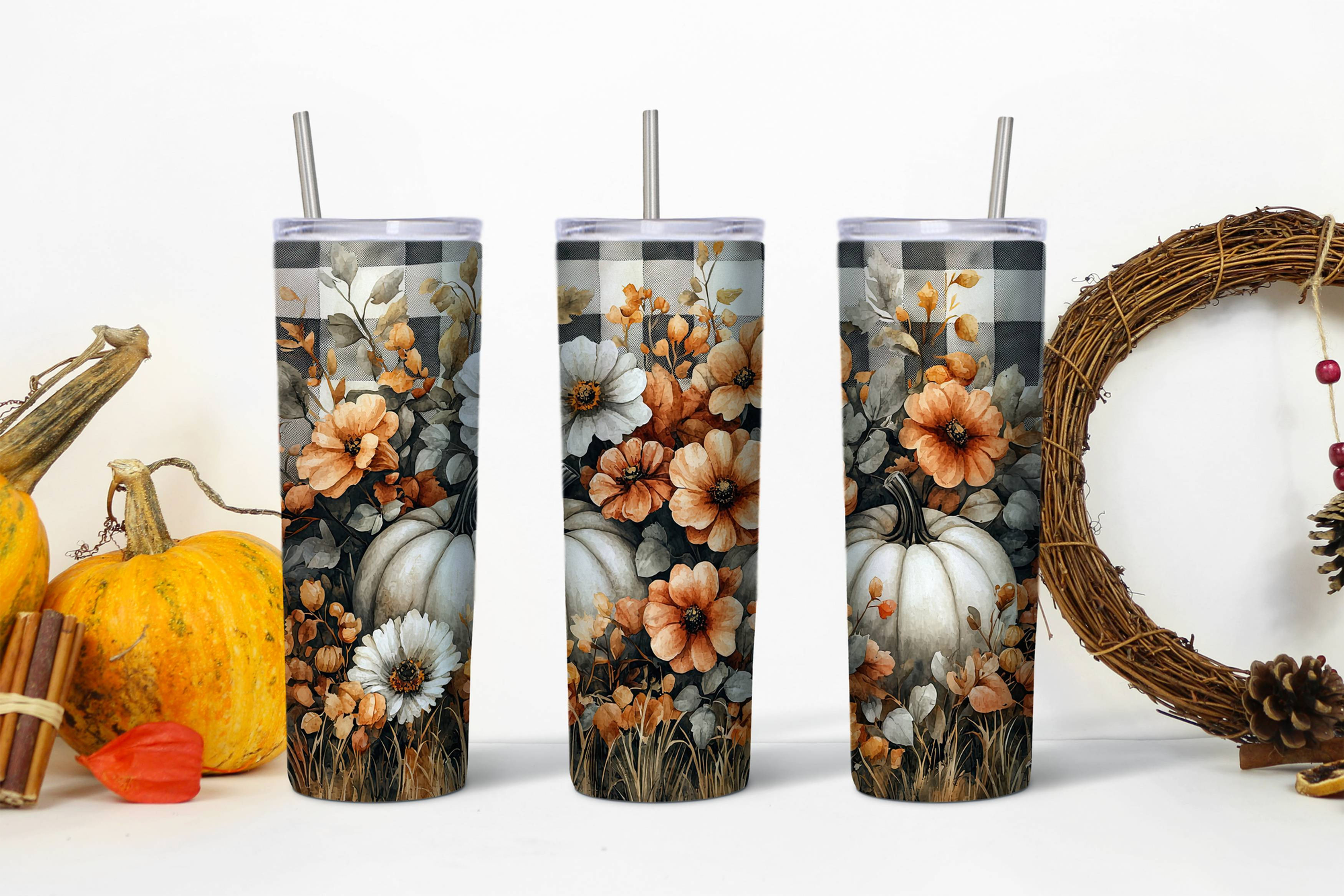 Plaid Pumpkin Tumbler