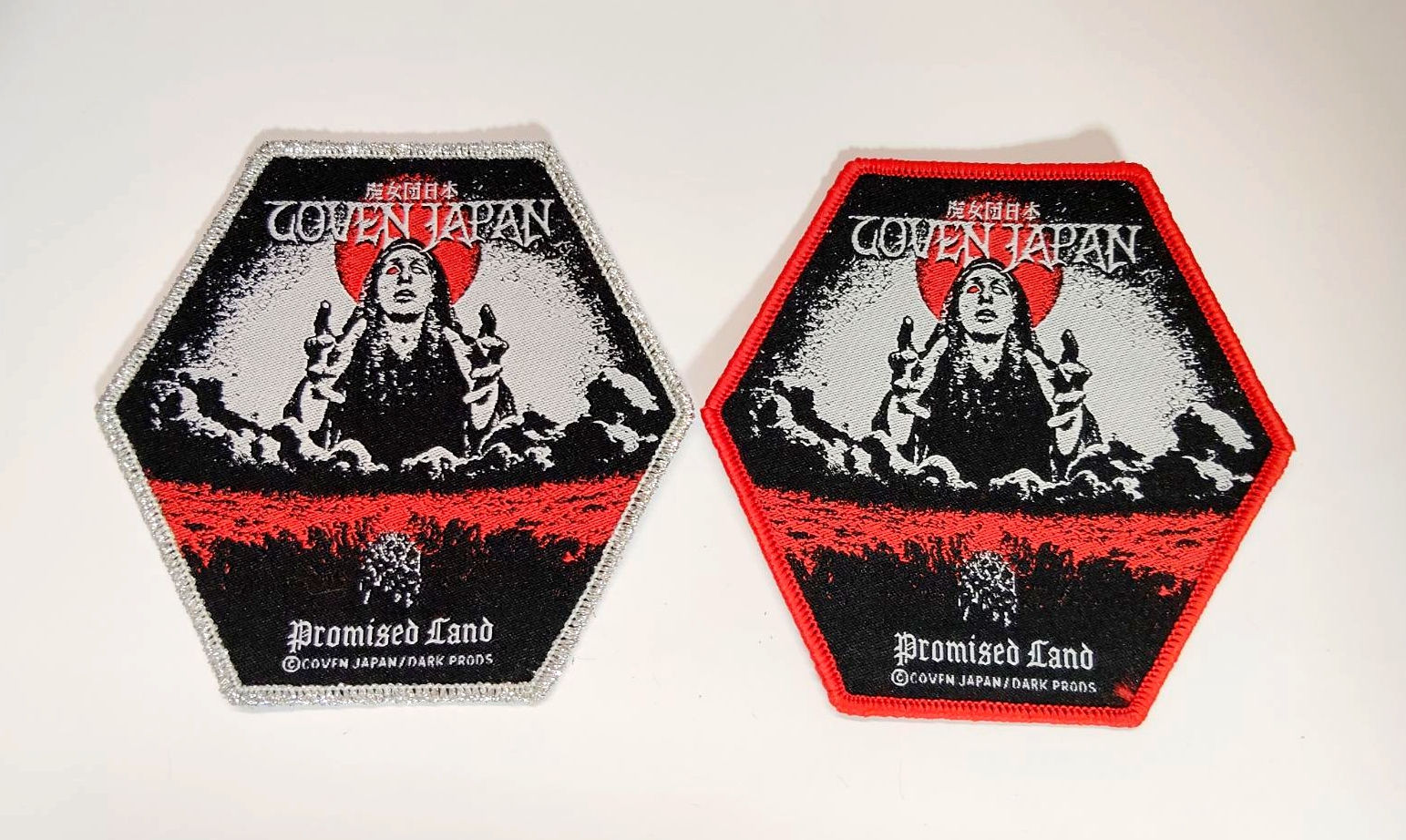 Promised Land - Woven Patch W95mm x H90mm (Dark Prods) Glitter Silver or Red