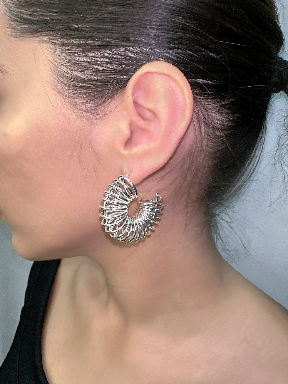 Miniatura: Argola Espiral Glamour Prateada