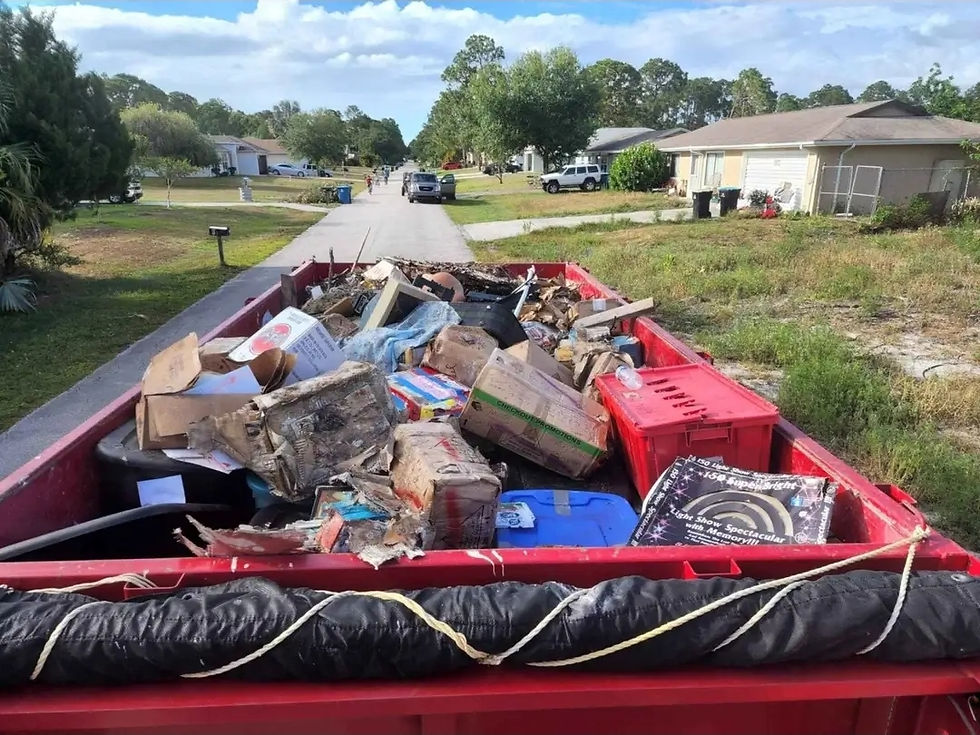 Eye-level view of a large pile of unwanted items ready for junk removal
