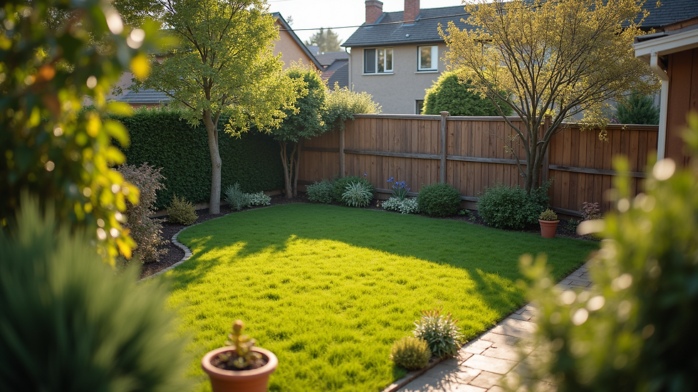 High angle view of a serene backyard post-cleanout project