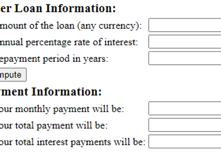 HTML+JS for a Mortgage Payments Calculator