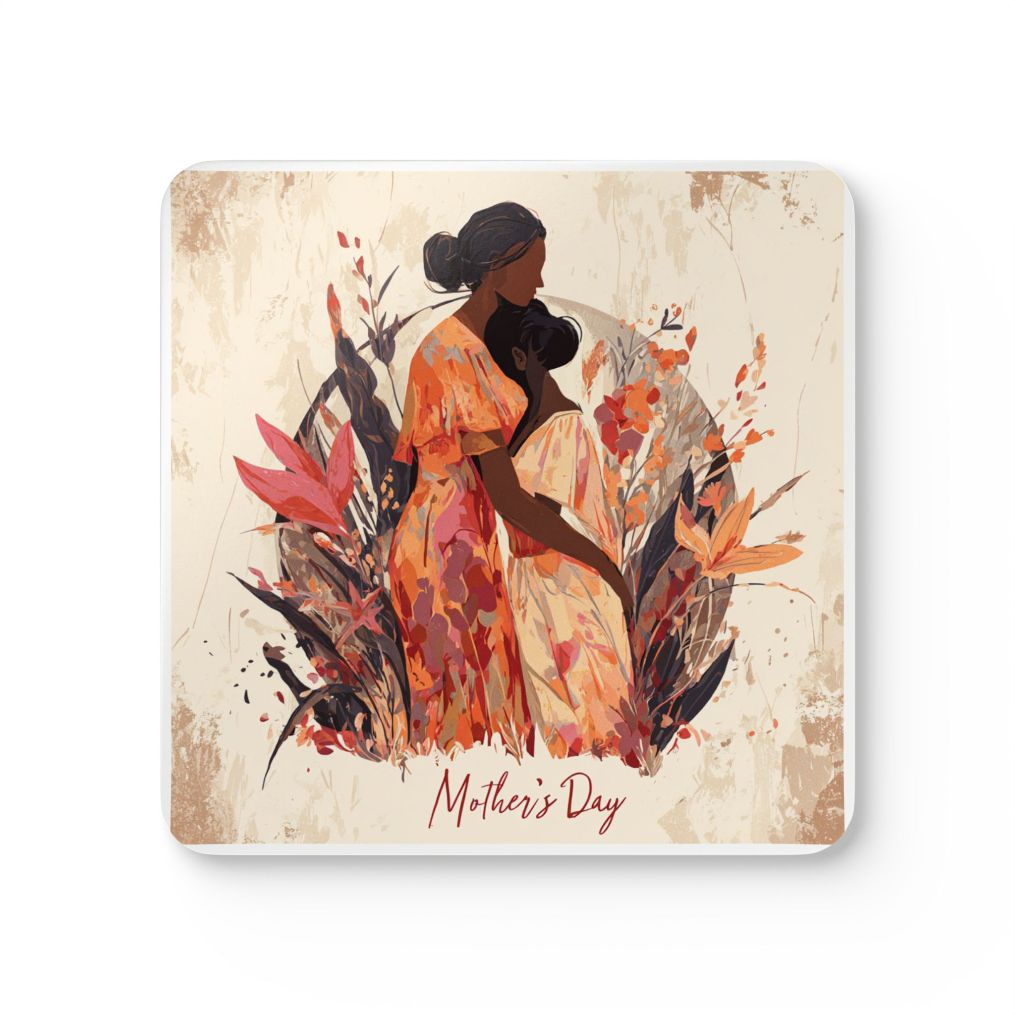 Mother's Day Floral Mother & Child Cork Coaster Set
