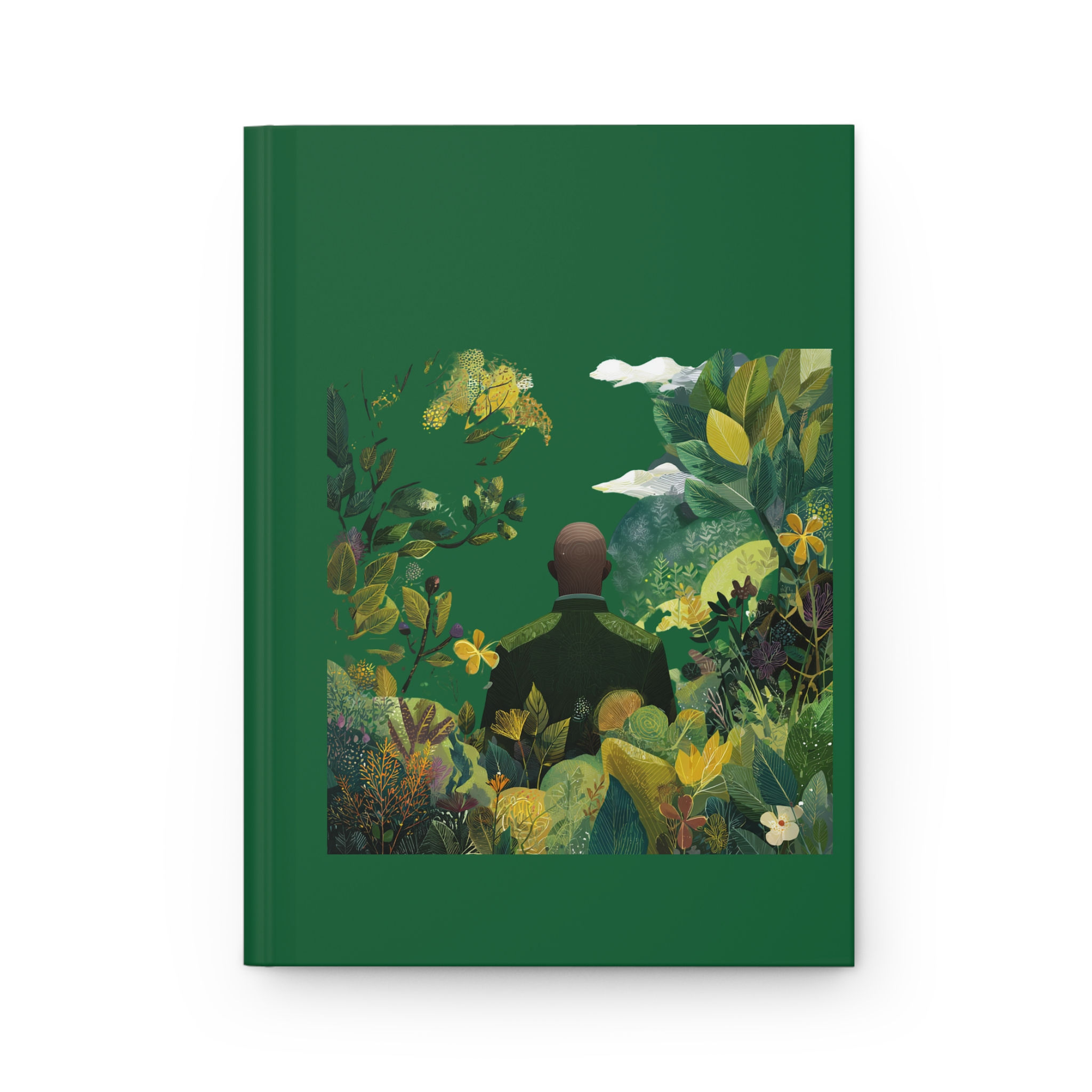 Botanical Reflection Hardcover Journal — Green Nature Illustration Notebook