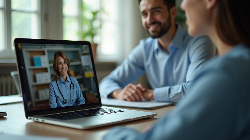 Close-up view of a teleconsulta session on a laptop screen