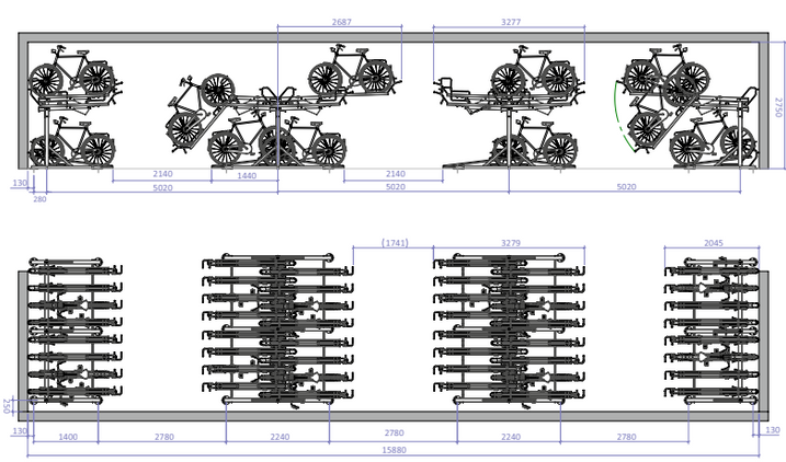 Miniaturbild: Doppelstockparker CYCLESTACK NEXT Einseitig 500 mm