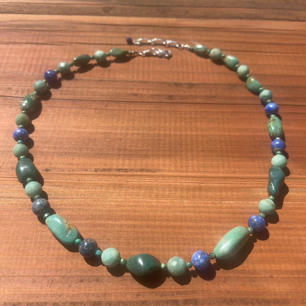 Thumbnail: Tibetan and Fox Nevada Turquoise Lapis sterling Necklace